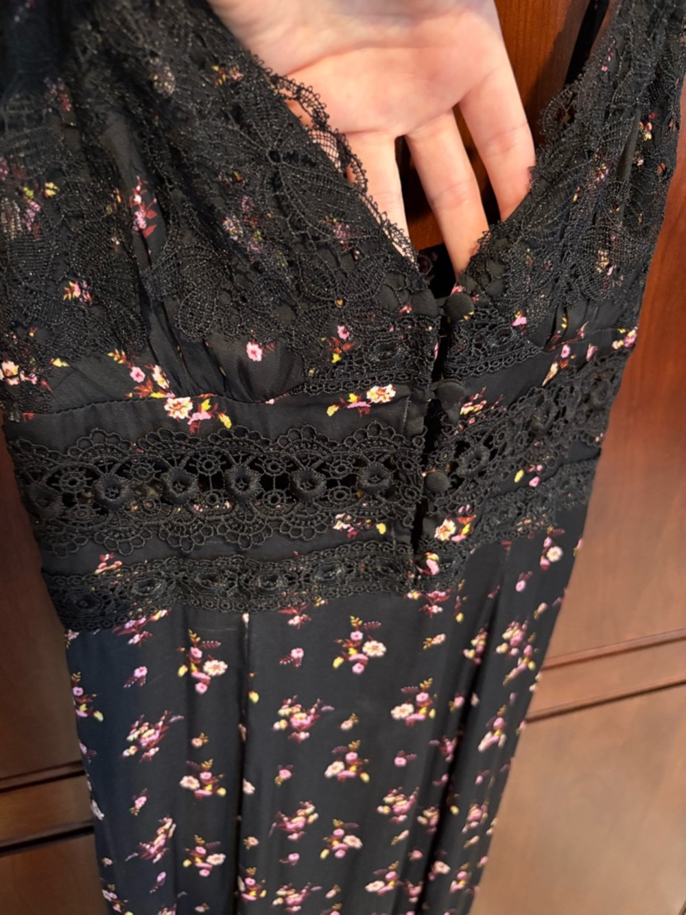 Free People Black Floral Lace Maxi Slip Dress - Picture 3 of 9